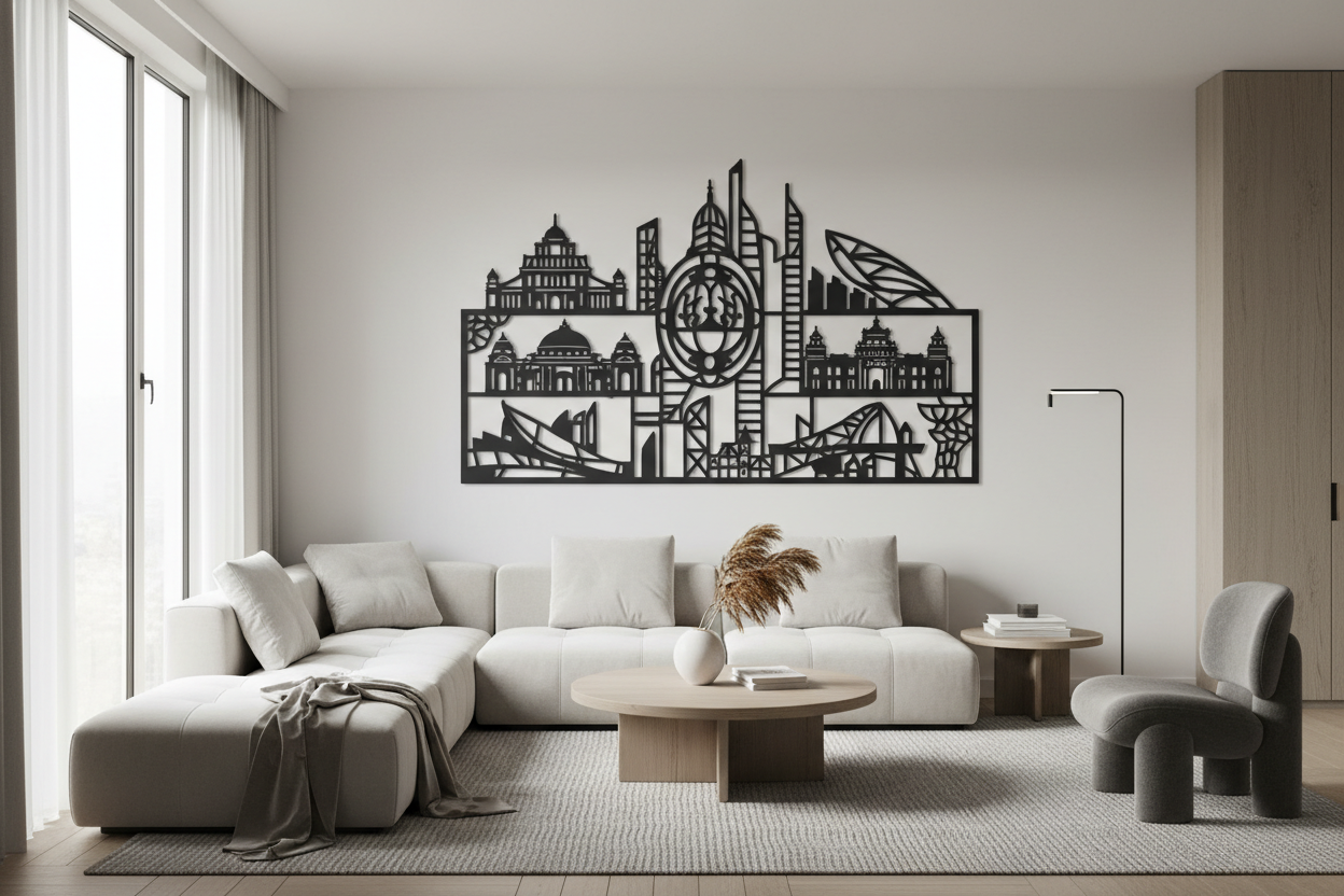 Salone elegante con arte laser-cut